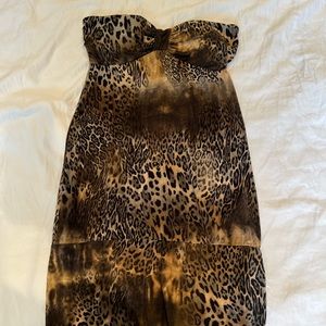 Cheetah print Guess strapless mini dress